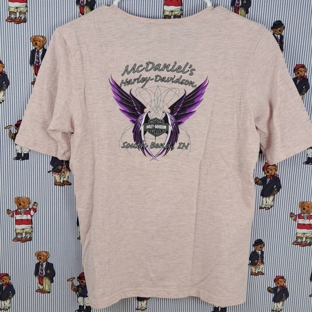Harley-Davidson 2012 McDaniels South Bend IN Women's Heather Pink med t-shirt - Picture 6 of 8